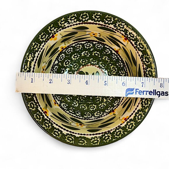 Temptations Ovenware Bowls Tara Old World Green Set 2 Mixing Serving 6" 7 3/4" - Picture 7 of 8